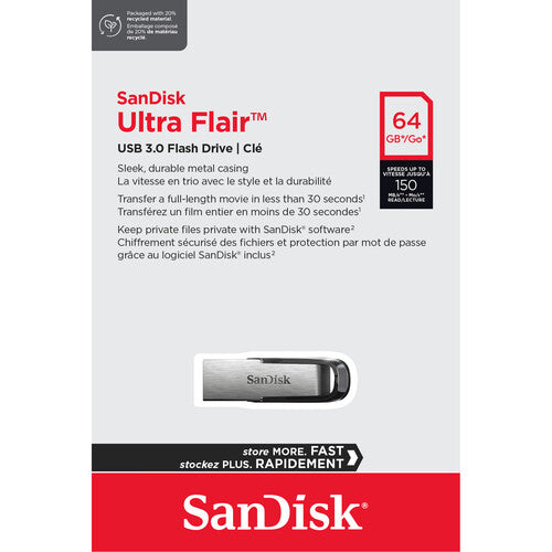 SanDisk 64GB Ultra Flair USB-A 3.2 Gen 1 Flash Drive