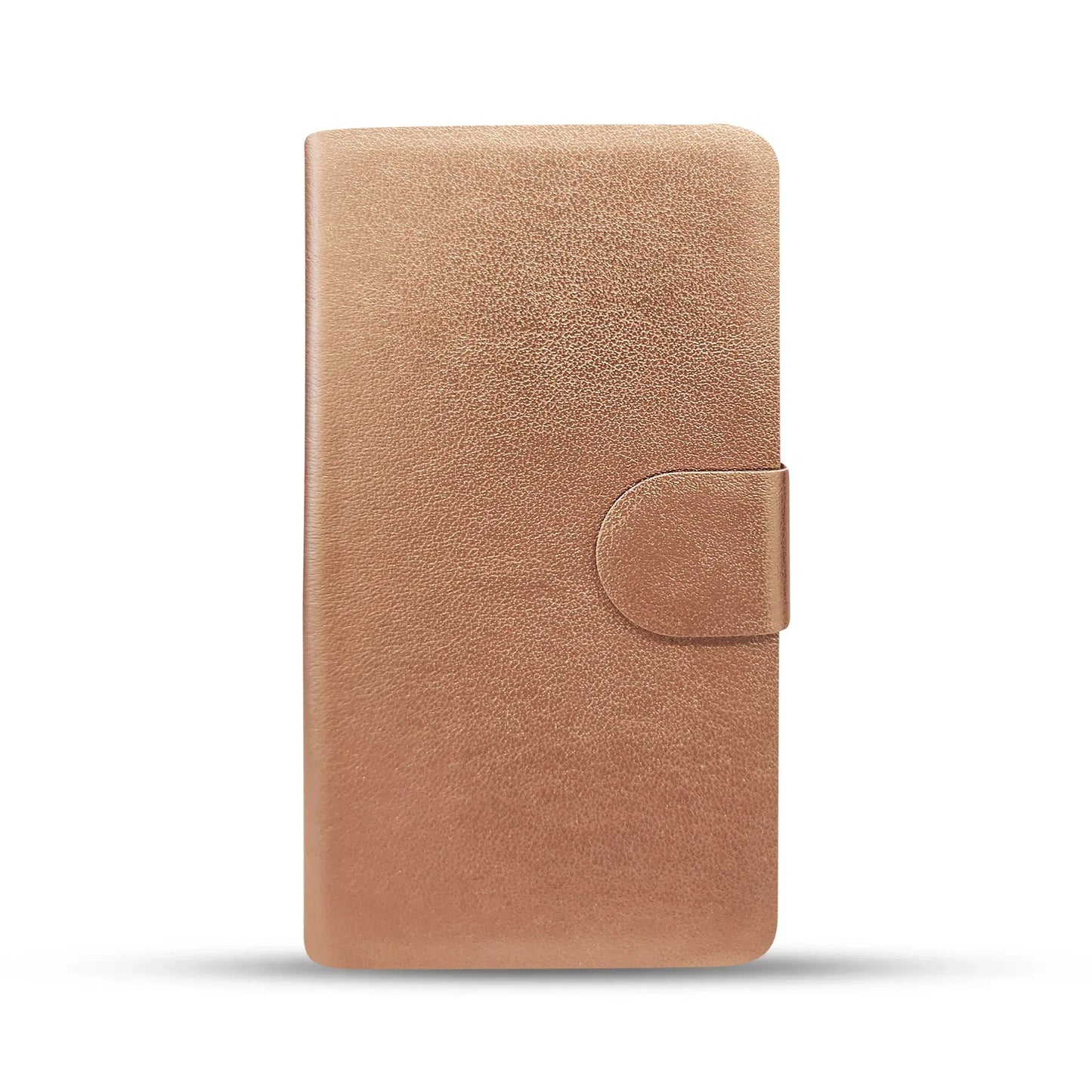 Rose gold textured phone case with magnetic flap closure