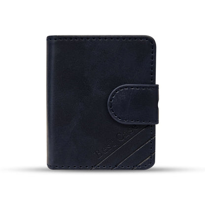Black leather wallet with snap closure and embossed Best Case design