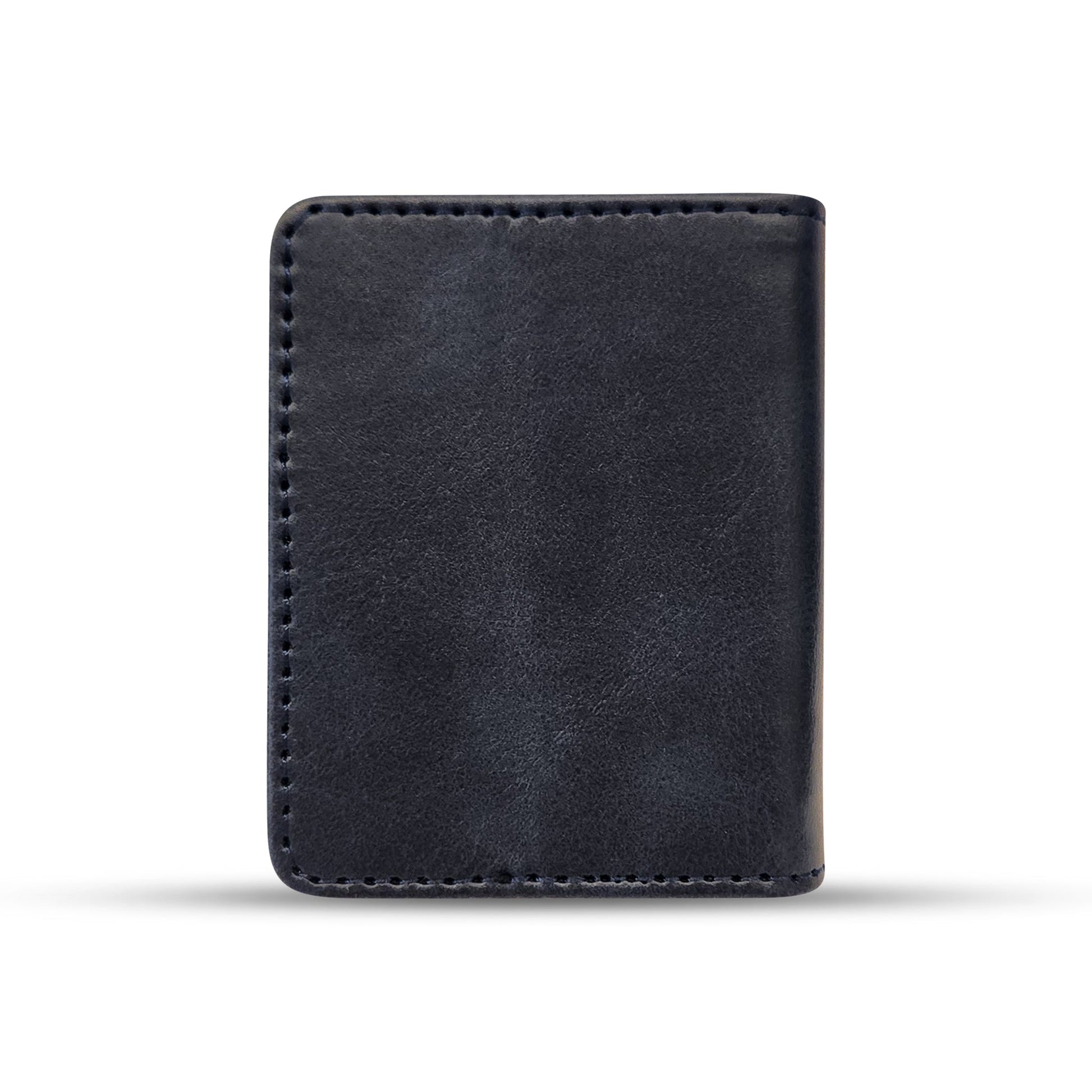 Dark leather wallet with precise stitching, minimalist design for everyday use