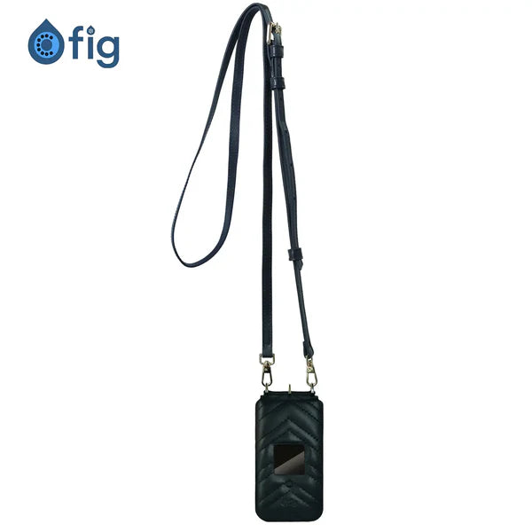 Fig II Genuine Black Leather Crossbody Case (with strap)
