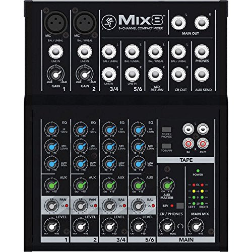 Mackie Mix Series Mix8 8-Channel Mixer, Black