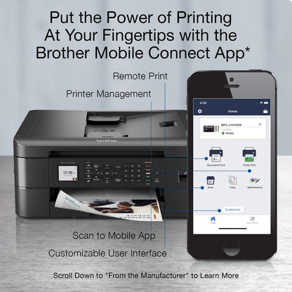 Brother MFC-J1010DW Wireless Color Inkjet All-in-One Printer, Duplex Printing, Mobile & Cloud Print, Compact Design, 1.8" Color Display, Works with Alexa