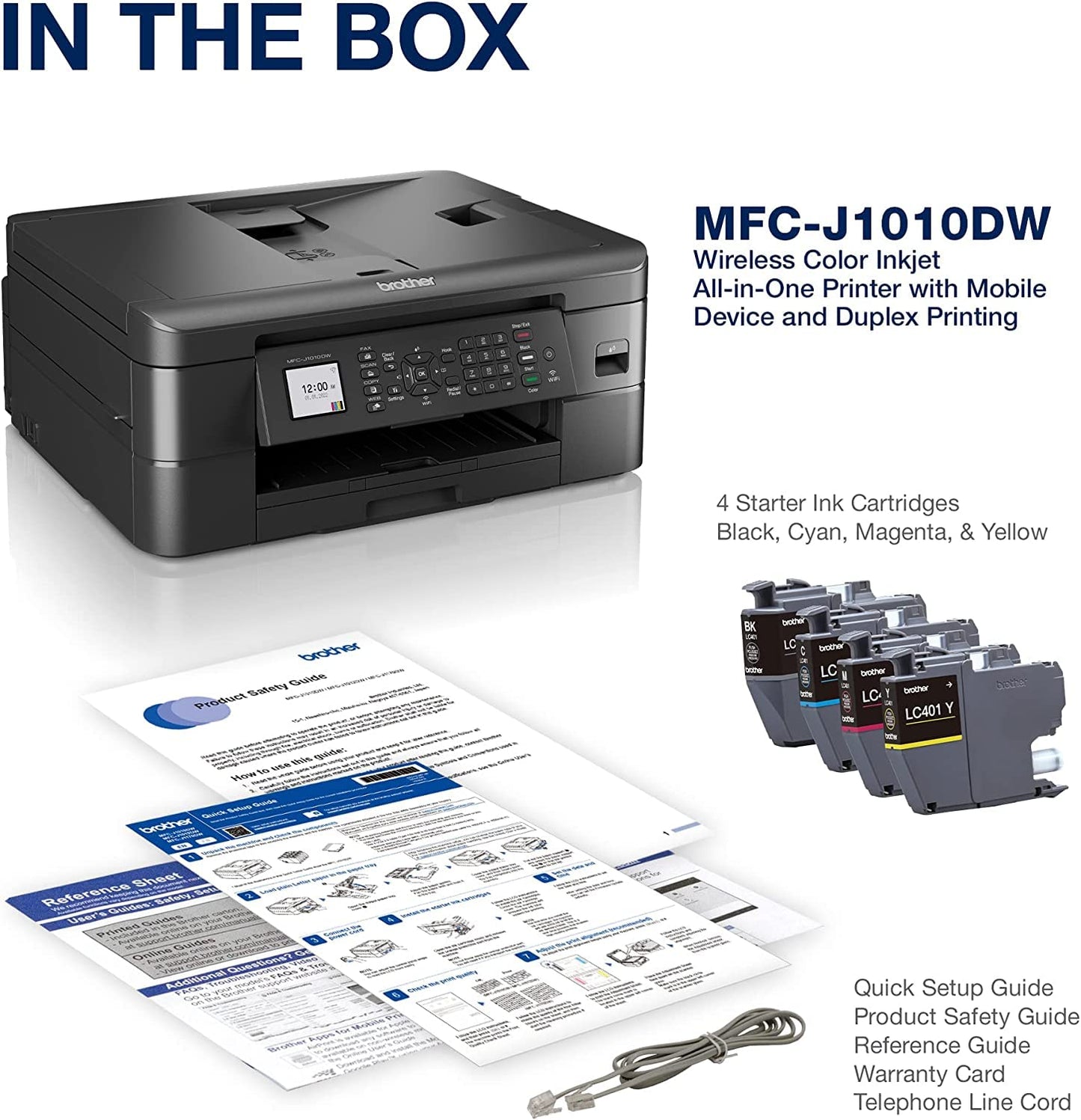 Brother MFC-J1010DW Wireless Color Inkjet All-in-One Printer, Duplex Printing, Mobile & Cloud Print, Compact Design, 1.8" Color Display, Works with Alexa