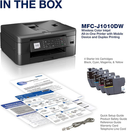 Brother MFC-J1010DW Wireless Color Inkjet All-in-One Printer, Duplex Printing, Mobile & Cloud Print, Compact Design, 1.8" Color Display, Works with Alexa