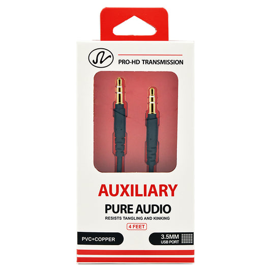 Universal Audio Cable 3.5mm 4 Feet (Round shape) Black
