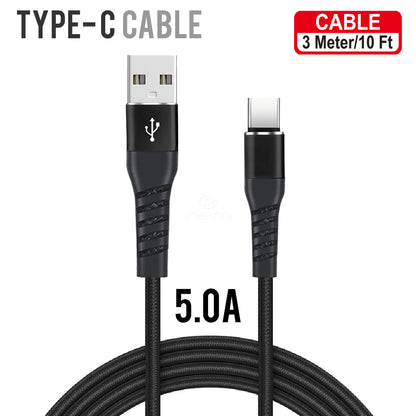 USB To C Nylon Fast Charging Cable 5.0A 10 FT