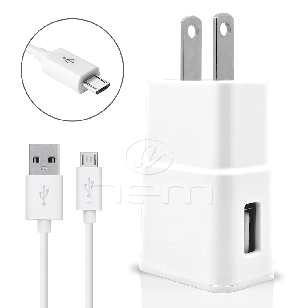 It Works 2n1 Wall Fast Charger & Micro USB/V8 Cable HD3 White