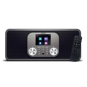 Modern digital radio with touchscreen display and remote control for seamless audio streaming
