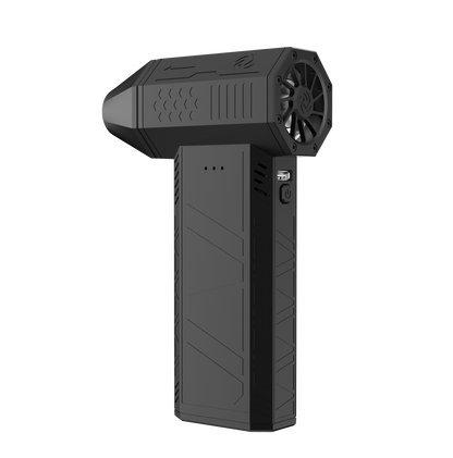 Compact black portable fan with sleek design and vented body for efficient cooling