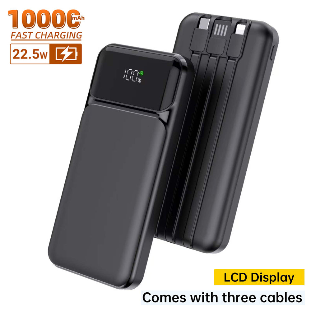 Itworks Super Fast Charge 10000 Mah Power Bank w. 3 Cables PB Black