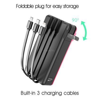 It WorksBuilt-In Cable &amp; Plug Power Bank 10000mAh PB-T106 (Red)