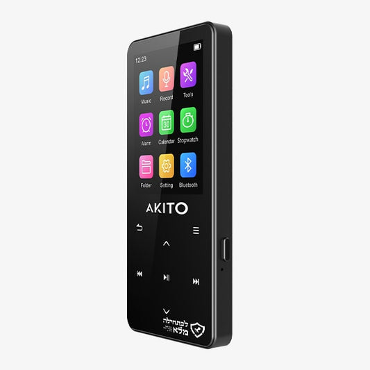 Akito portable media player with colorful app icons and sleek black design