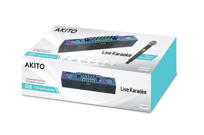 AKITO D20 Live Kosher Karaoke System: Portable 20W Speaker, Music Effects, Wireless Microphone